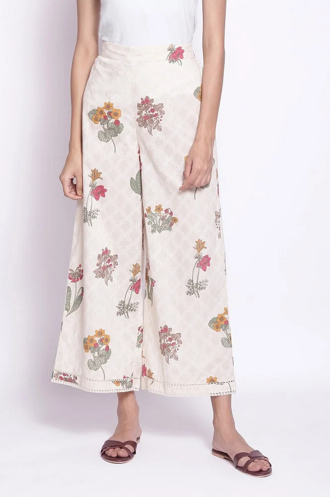 Buy Ecru All-over Printed Parallel Pants Online - Shop for W