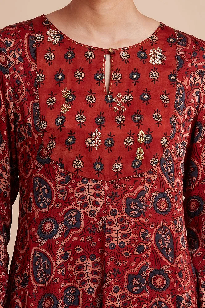 Lucky Brand Lucky Brand Plus Size Paisley-print Peasant Top in Red