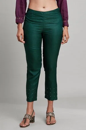 Buy Dark Brown Solid Slim Pants Online - W for Woman