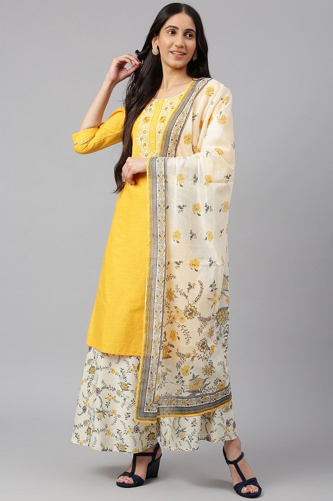 Buy online Yellow Top Palazzo Set With Jacket from ethnic wear for Women by  Janasya for ₹1349 at 54% off | 2024 Limeroad.com