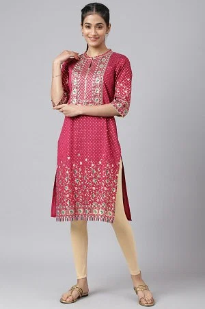 Inddus on Instagram: This pretty pink kurta ensemble features ethnic motif  prints, a straight shape, and regular style❤️ “Unveil a world of elegance  with the all-new Inddus collection. . . . SKU 