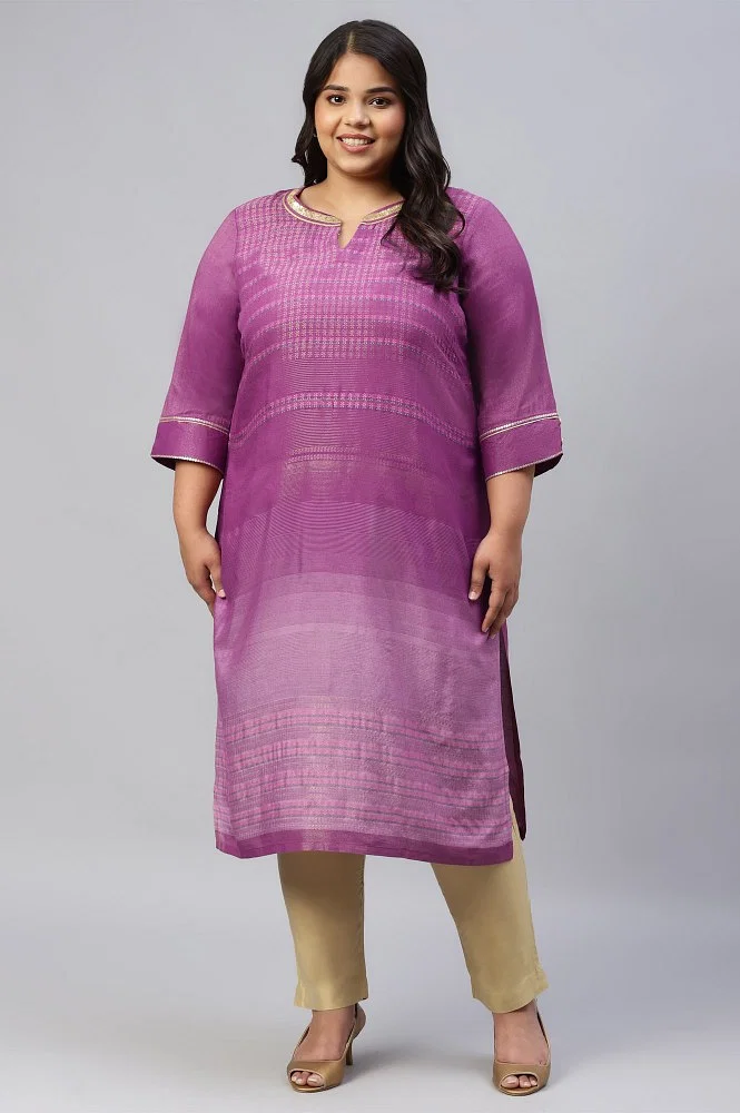 Buy W Women Plus Size Purple Floral Printed Kurta & Leggings With Dupatta  Online at Best Price