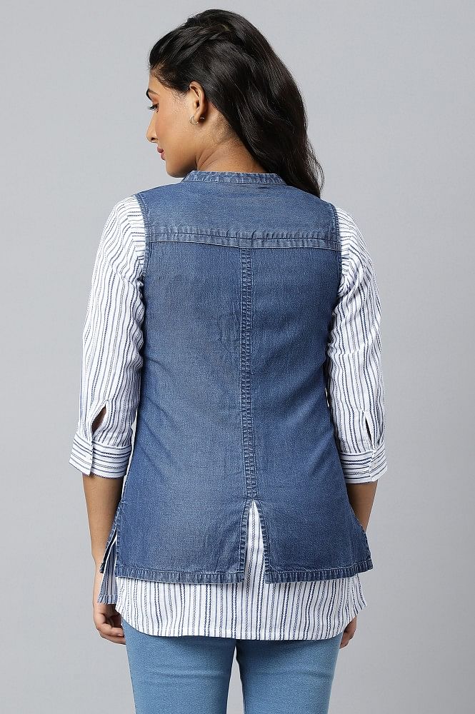 Buy online Navy Zip Up Sleeveless Jacket from jackets and blazers and coats  for Women by Wisstler for ₹389 at 72% off | 2024 Limeroad.com
