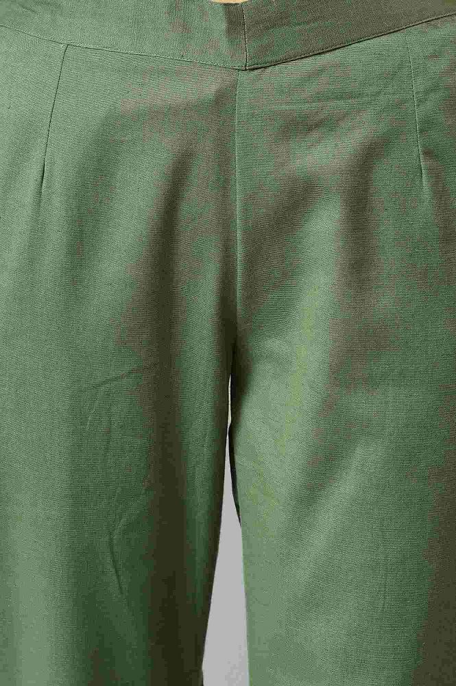 Women Light Green Cotton Lycra Blend Trousers
