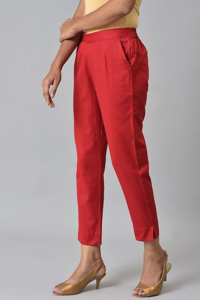 Pure linen pants for women red skirt pants wide leg pants plus size pa –  OversizeDress