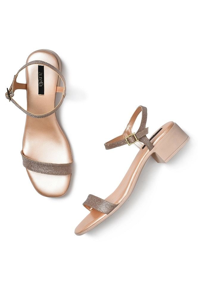 Buy Gold Heeled Sandals for Women by Sneak-a-Peek Online | Ajio.com
