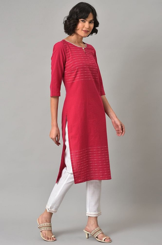 Maroon And White Stripped Kurti - ELZ