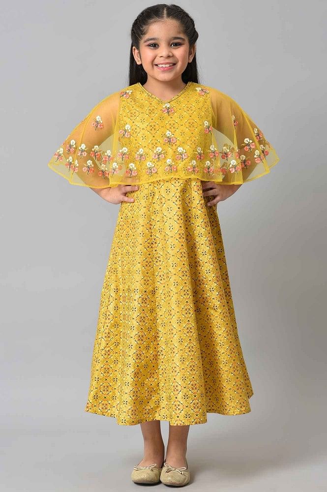 Aashirwad Sayuri Noor Real Georgette Anarkali Gown Mustard Yellow Color DN  122