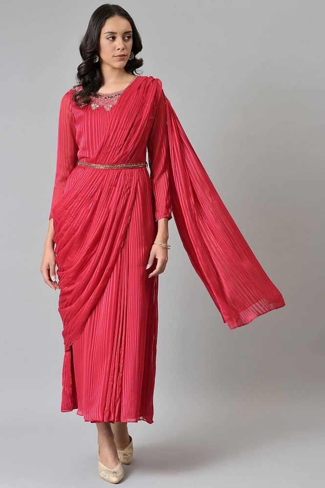 Bollywood Maroon Gown Saree: Buy Bollywood Maroon Gown Saree Online only at  Pernia's Pop-Up Shop 2024