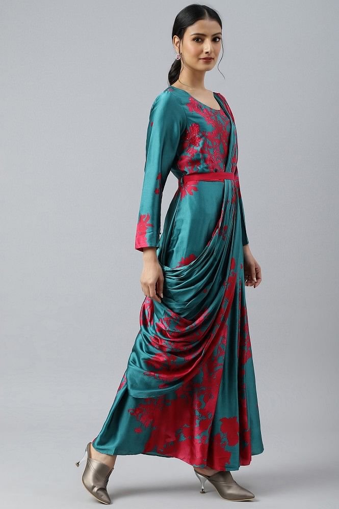 Readymade Partywear Ruffle Saree In Green – Spend Worth Clothing | All  Rights Reserved.