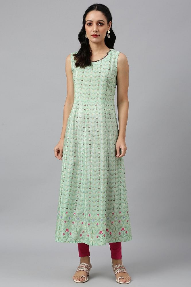 Buy Saarte Creations Women's Pure Cotton Regular Fit Kurti Set | Light Green  | L (SA-0083-L) at Amazon.in