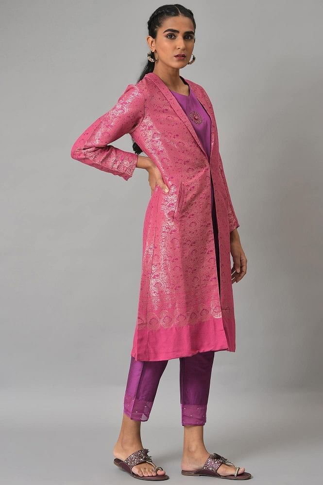 Buy Women Pink Fleece Peplum Jacket Online At Best Price - Sassafras.in
