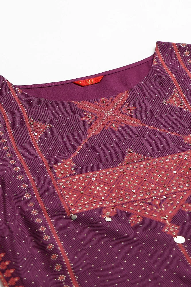 Buy Purple Rayon Kurta With Coins And Sequins Embellishment Online - W for  Woman