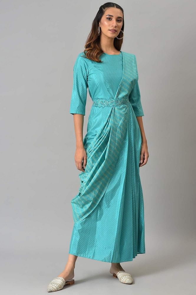 cotton #saree #to #gown #convert #cottonsareetogownconvert | Long gown  design, Girls frock design, Long dress design