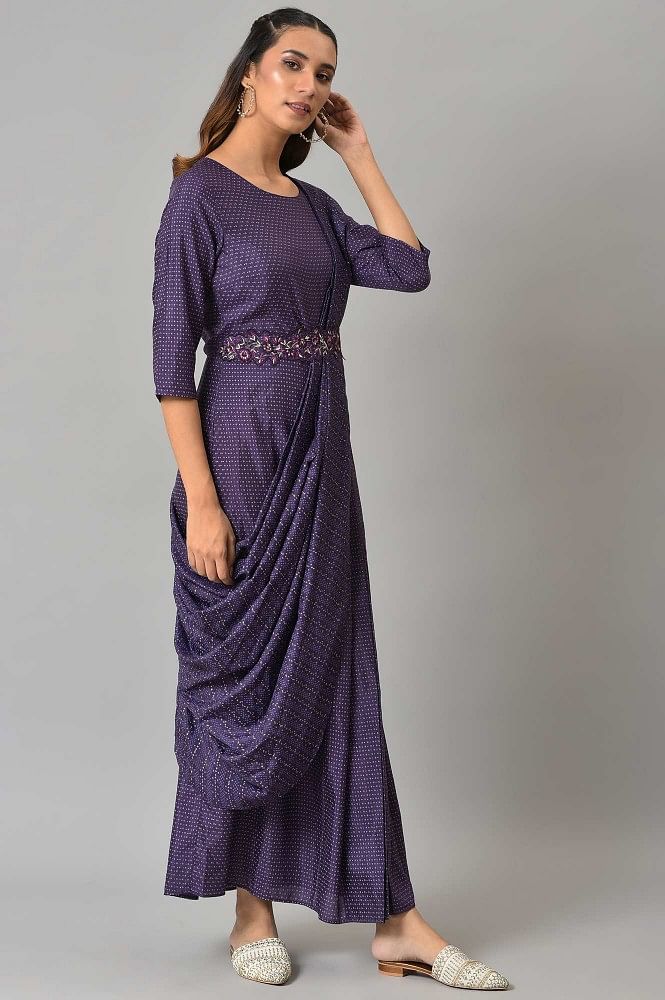 Purple Pure Rayon Party Wear Gown | Latest Kurti Designs