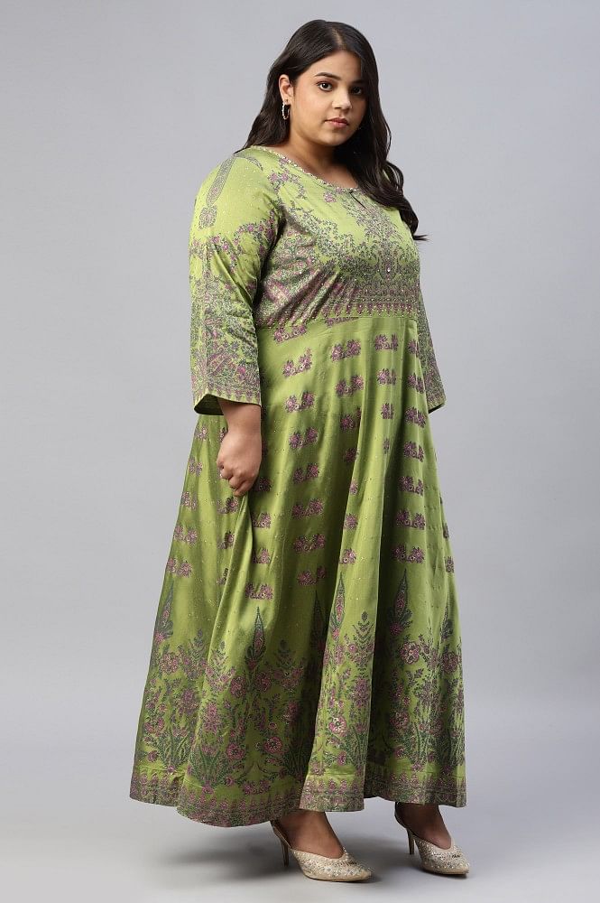Plus size Women Printed Flared Frill Anarkali Kurti Gown Pakistani Anarkali  Suit | eBay