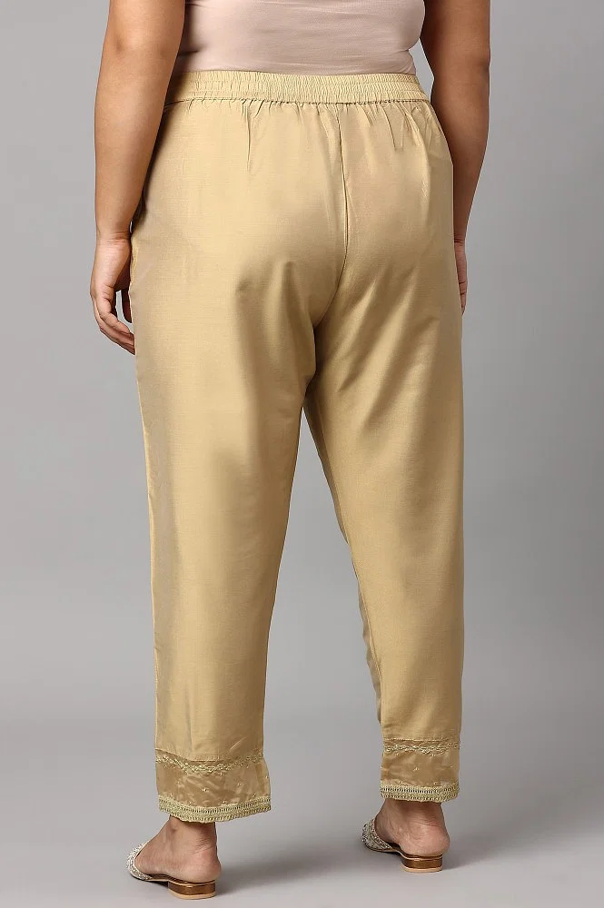 Gold Embroidered Slim Pants