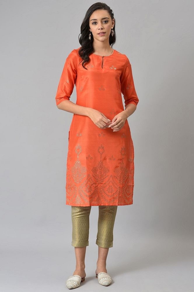 Buy Tulsi Garments Women's Cotton Long Kurti Red at Amazon.in