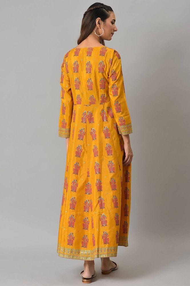 Pink & Yellow Ethnic Motifs Ethnic Dress freeshipping - Yufta Store