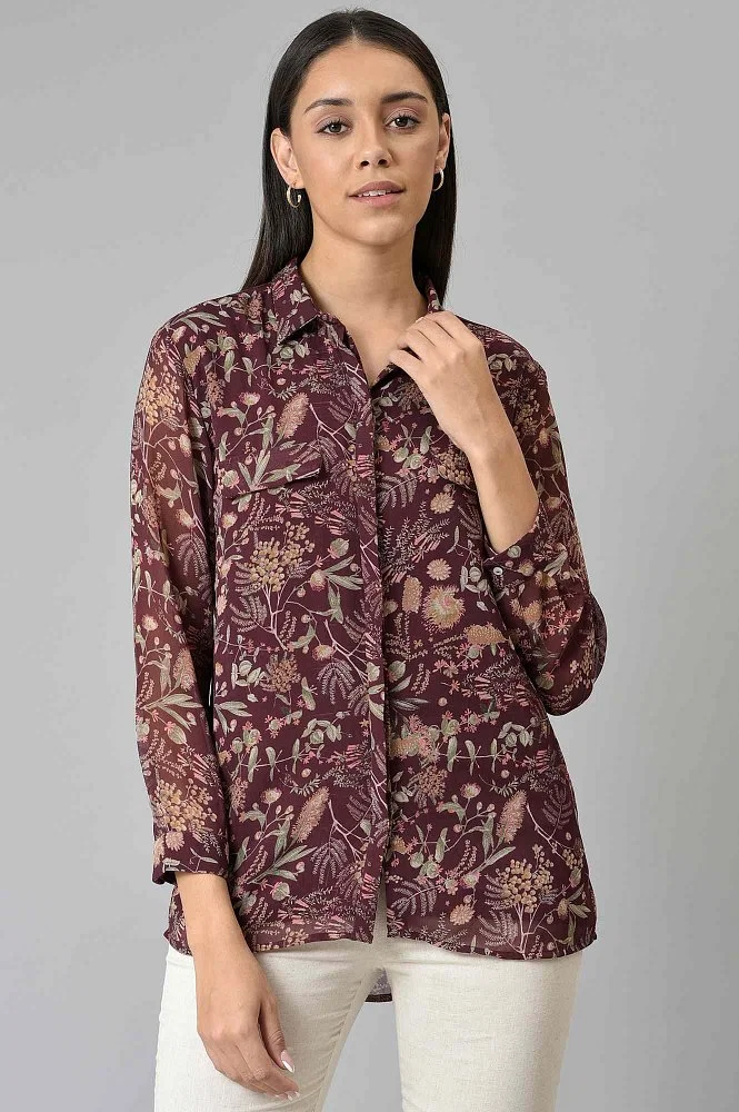 Estonished Georgette Floral Printed Long Top, EST-GA-122