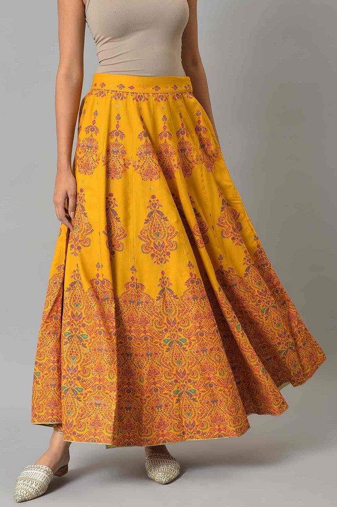 Green embroidered crop top and yellow organza skirt  set of two by Athira  Designs  The Secret Label