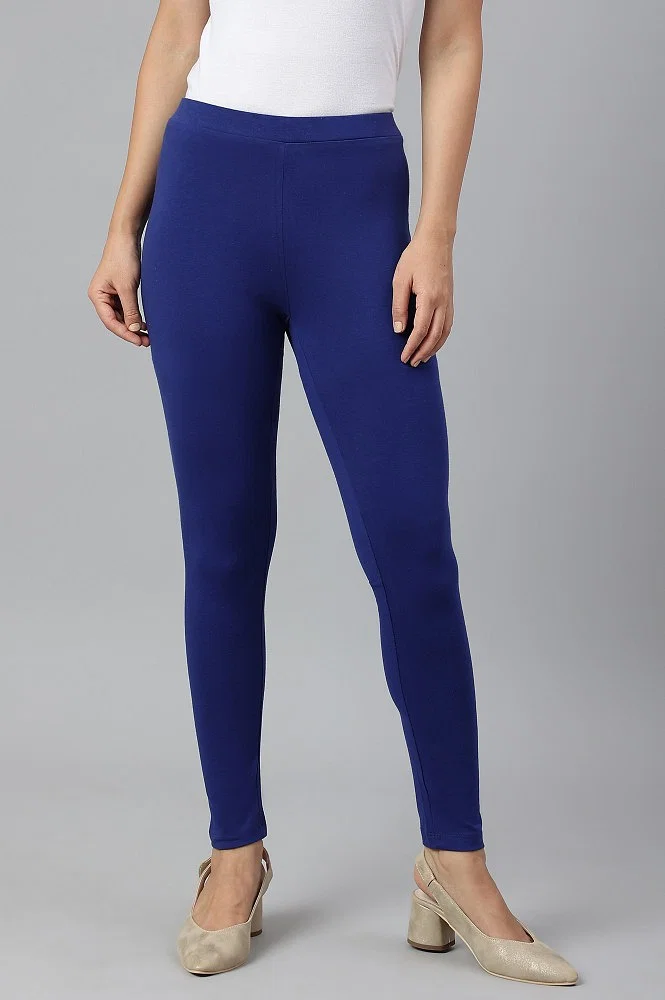 Buy Dark Blue Cotton Jersy Lycra Tights Online - W for Woman