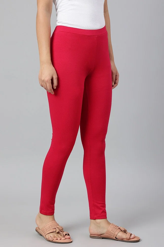 Buy Red Knitted Cotton Lycra Tights Online - W for Woman