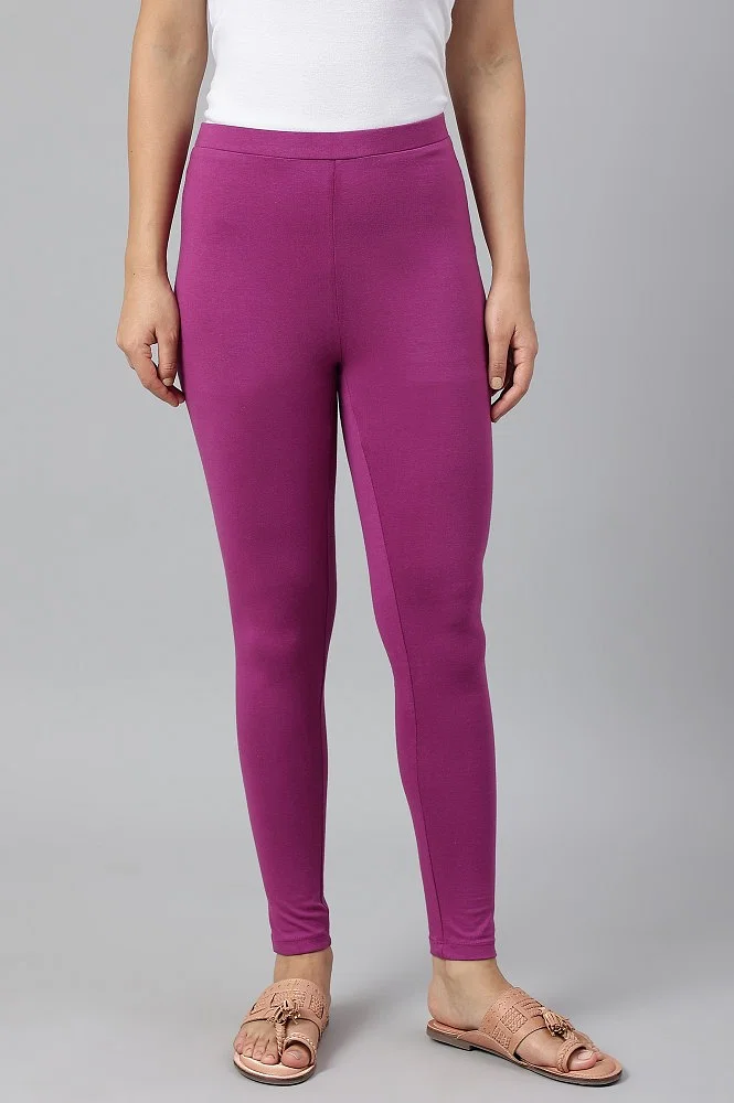 Buy Purple Solid Knitted Women Tights Online - W for Woman