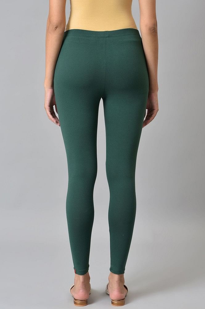 Prisma Peacock Green Ankle Leggings - Comfortable and Stylish