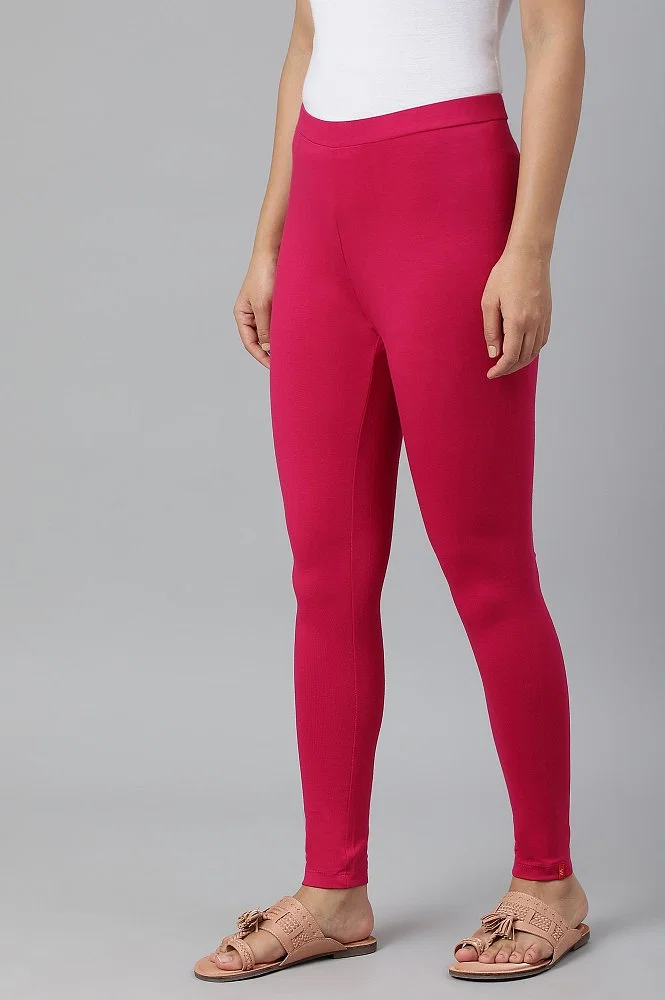 Black And Pink Plain Smooth Knit Fabric Full Length Women Leggings, Size:  Large at Rs 449 in Secunderabad