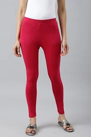 Buy Red Knitted Cotton Lycra Tights Online - W for Woman
