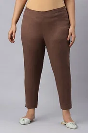 Buy Dark Green Solid Women Plus Size Slim Pants Online - Shop for W