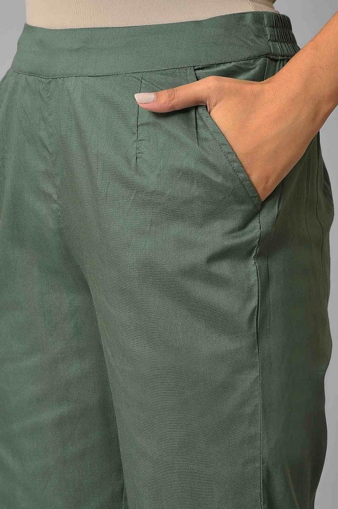 Buy Olive Green SelfDesign Milano Fit Formal Trousers online  Looksgudin