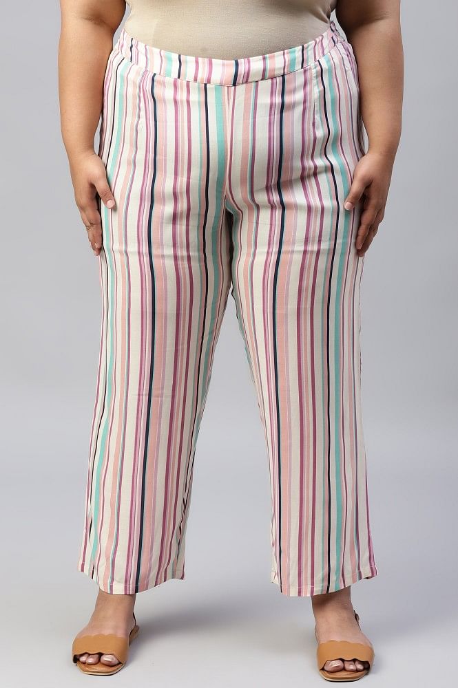 Plus Size Satin Palm Printed Woven Pants  Karen Millen