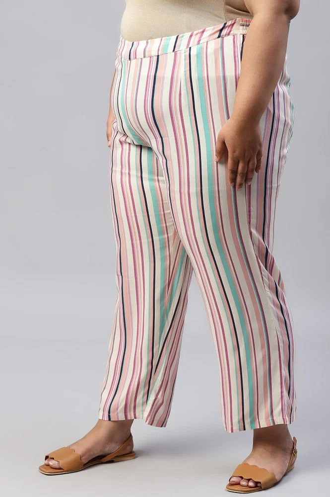 Poetic Justice Plus Size Curvy Women's Print Strip Rayon Challis Belted  Paper Bag Cropped Palazzo Pants Size 16 Multicolored at  Women's  Clothing store