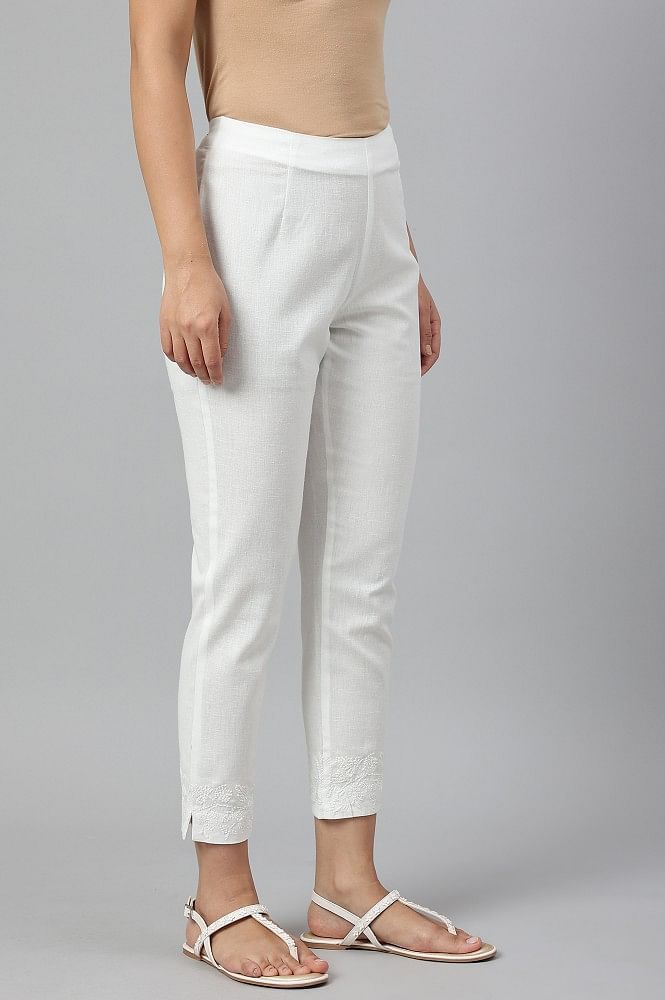 Cotton-blend slim pants
