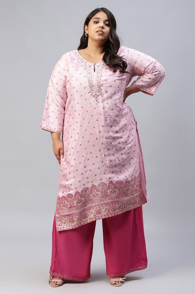 Buy Ahalyaa Women Pink Ombre Printed Gotta Patti Kurti with Sharara & With  Dupatta Online at Best Price | Distacart