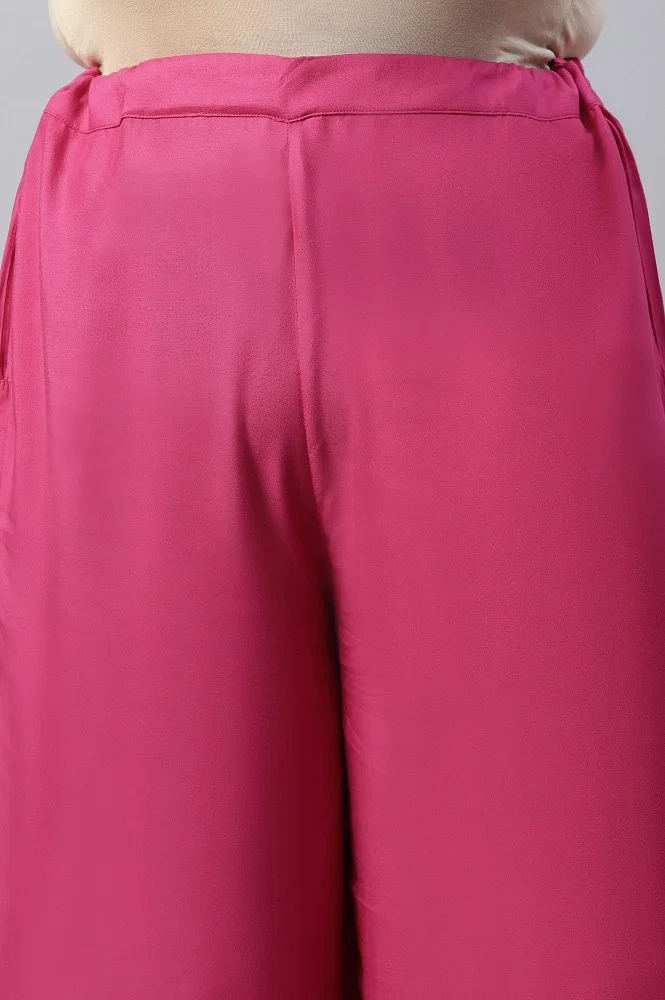 Buy Dark Pink Festive Plus Size Parallel Pants Online - W for Woman