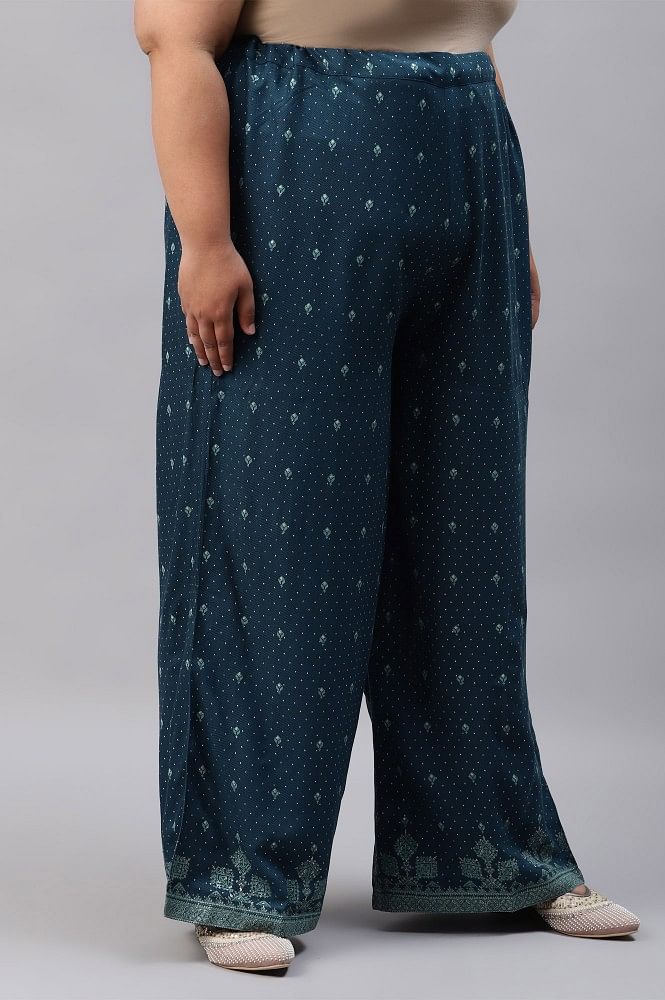 Buy Ecru Floral Printed Parallel Pants With Lace Online - Shop for W