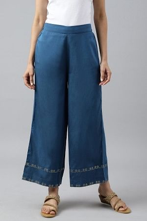 Buy Blue Palazzo Trousers High Waisted Palazzo Wide Online in India  Etsy