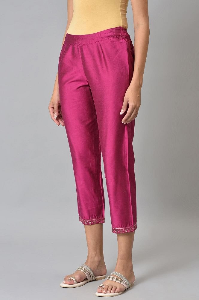 Women's High Waist Zipper Wide Leg Business Pants Hot Pink - Walmart.com