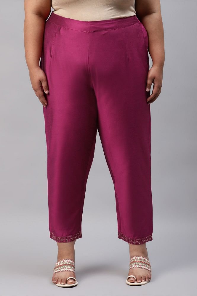 Buy Go Colors Dark Pink Shiny Pants (S) Online