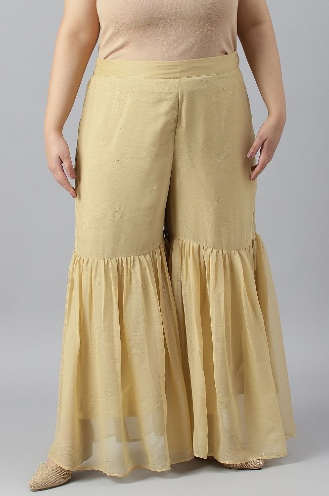 Buy Women Yellow Foil Georgette Sharara Pants  Cocktail Wear  Indya