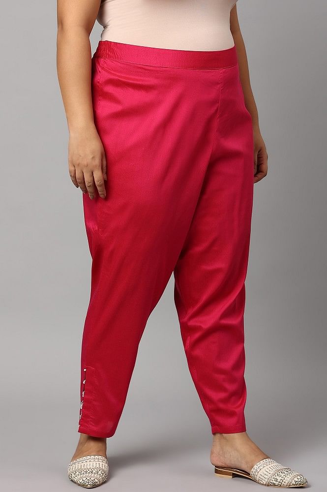 Shaded red and creme muslin up and down top with dhoti pants set of 2   Roshni Boutique