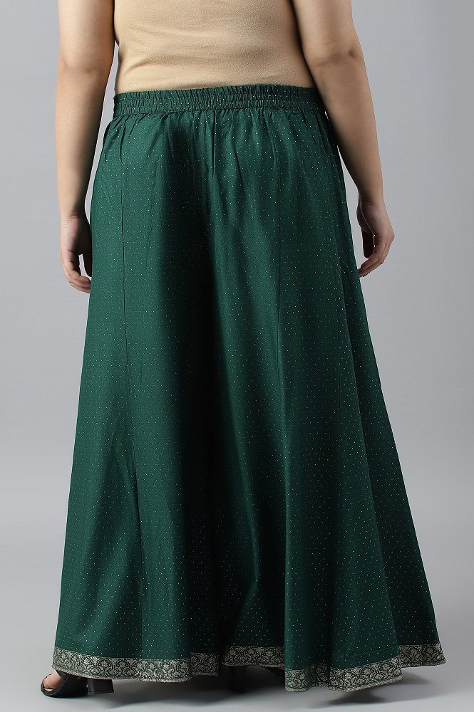 Deep Green Skirt with Gota Handwork in Satin Georgette - Rana's by Kshitija