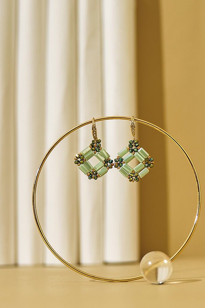 Buy Green Stone Midnight Emerald Drop Earrings by Prerto Online at Aza  Fashions.