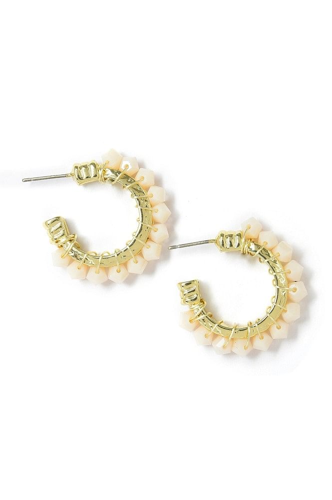 White Beaded Alloy Based Jhumka Earrings 521JW01