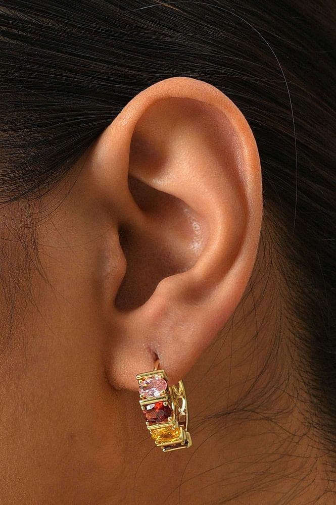Multi Colored Gemstone Hoop Earrings | $12.99 | SUTRAWEAR | Free Shipping  Worldwide – Sutra Wear