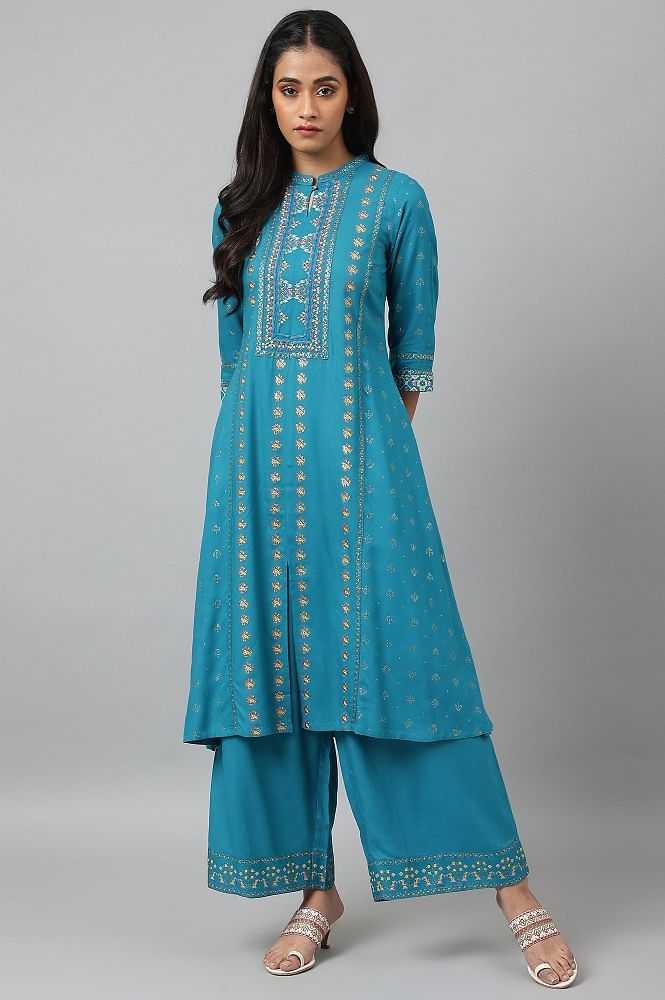 Buy Ecru And Black Stripes Printed Kurta With Parallel Pants Online  W for  Woman