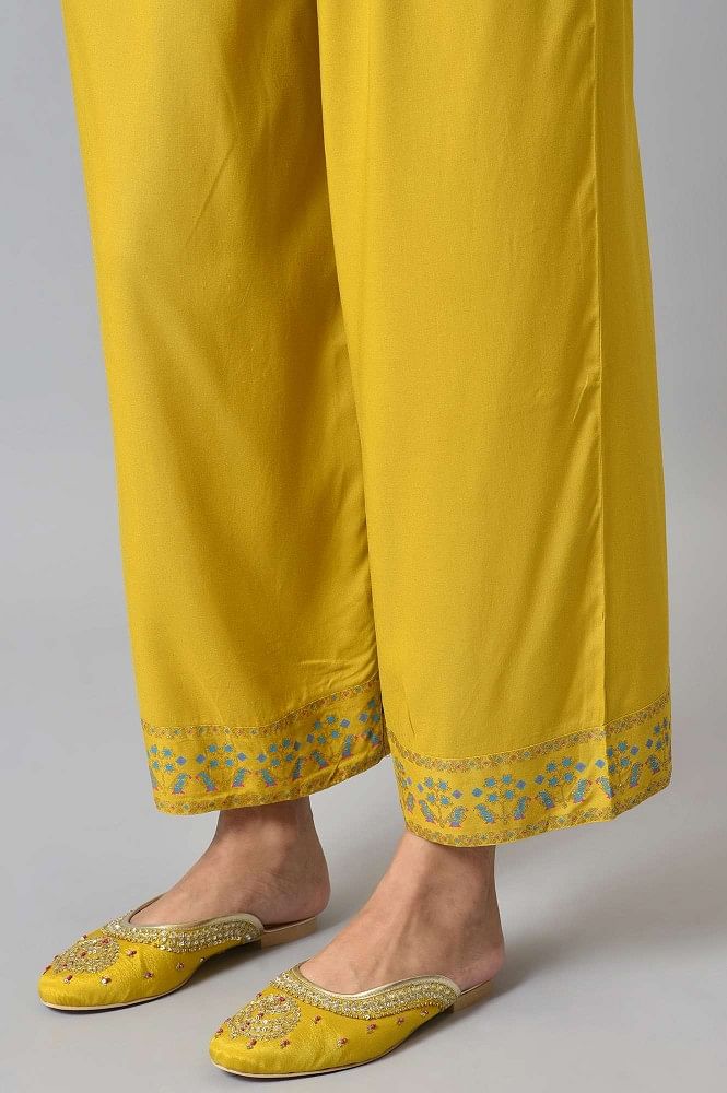 Buy Mustard yellow Pants for Women by Mirrawcomerelive India Online   Ajiocom